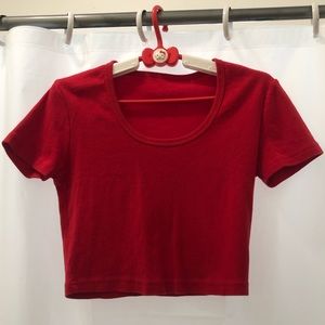 American apparel red scoop neck shirt